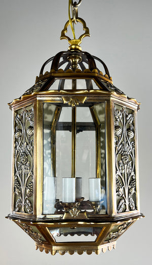 Stunning Antique 1925 Cast Bronze Art Deco Lantern