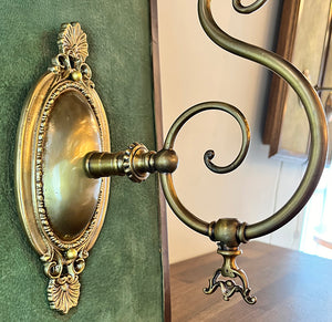 Antique 1890s Converted Gas Scroll Arm Wall Sconce with Original Stencil Etched Acanthus Pattern Shade
