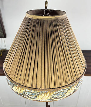 Antique Circa 1910 Era Edwardian Floor Lamp with Cast Acanthus Base and Custom Made Pleated Shade