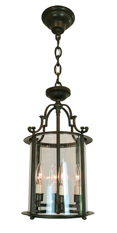 1940s Colonial Revival Brass Lantern Glass
