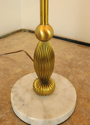 Handmade "Milo" Contemporary Brass Table Lamp with Handmade Cream Chintz Lampshade - PAIR AVAILABLE