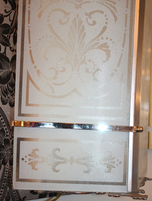$3000 PAIR - Antique Circa 1925, Incredible Pair of Commercial Art Deco Wall Sconces with Stencil Etched Glass Panels.