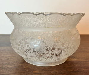 Antique 1880s 5" Fitter Crown Top Sparrow Floral Patterned Gas Shade - SINGLE ONLY