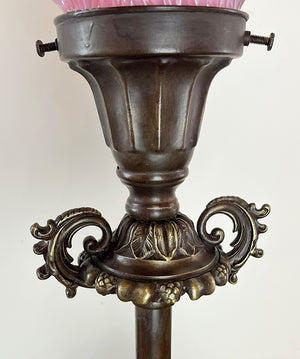 Antique Circa 1900-1905 Cast Bronze Edwardian Newel Post Table Lamp