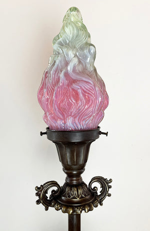 Antique Circa 1900-1905 Cast Bronze Edwardian Newel Post Table Lamp
