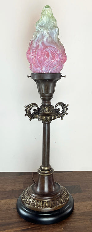 Antique Circa 1900-1905 Cast Bronze Edwardian Newel Post Table Lamp