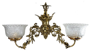 Exceptional Antique Circa 1855 Two Light Rococo Revival Converted Gas Wall Sconce Attributed to Cornelius of Philadelphia