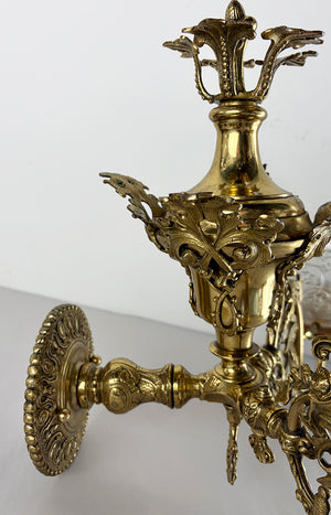 Exceptional Antique Circa 1855 Two Light Rococo Revival Converted Gas Wall Sconce Attributed to Cornelius of Philadelphia