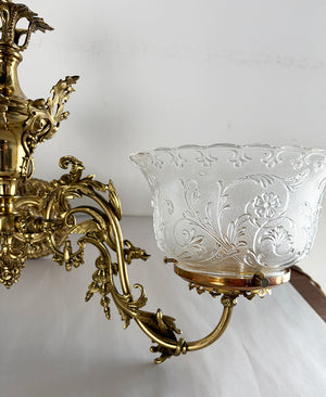 Exceptional Antique Circa 1855 Two Light Rococo Revival Converted Gas Wall Sconce Attributed to Cornelius of Philadelphia