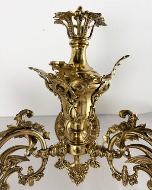 Exceptional Antique Circa 1855 Two Light Rococo Revival Converted Gas Wall Sconce Attributed to Cornelius of Philadelphia