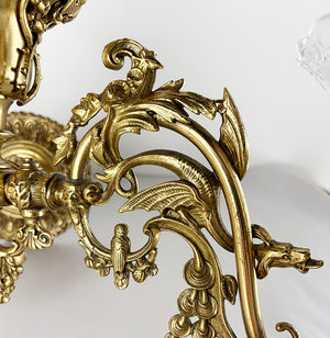 Exceptional Antique Circa 1855 Two Light Rococo Revival Converted Gas Wall Sconce Attributed to Cornelius of Philadelphia