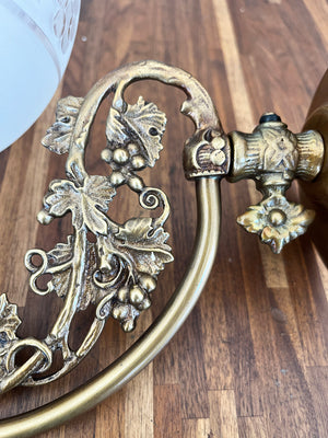 SET OF 4 SCONCES AVAILABLE - $1000 PAIR - Reproduction Cornelius 1850s Style Grape and Leaf Motif Sconces with Reproduciton 2 5/8" Fitter Shades