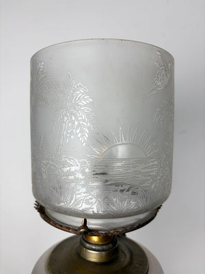 Antique Late 1870s-early 1880s Egyptian Revival Figural Converted Oil Lamp Attributed to Bradley and Hubbard