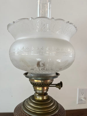 Antique Circa 1880s Aesethetic Movement Oil Lamp Attribited to Charles Parker Co.