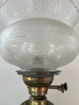 Antique Circa 1880s Aesethetic Movement Oil Lamp Attribited to Charles Parker Co.
