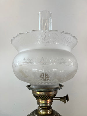 Antique Circa 1880s Aesethetic Movement Oil Lamp Attribited to Charles Parker Co.