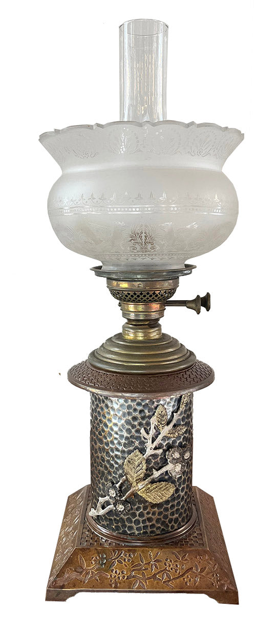Antique Circa 1880s Aesethetic Movement Oil Lamp Attribited to Charles Parker Co.
