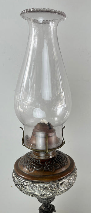 Antique Circa 1880s Figural Spelter Oil Lamp