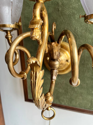 $3000 PAIR - Stunning Pair of 1880s Antique Gas Electric Dragon and Corkscrew Arm Sconces Attributed to Thackera of Philadelphia