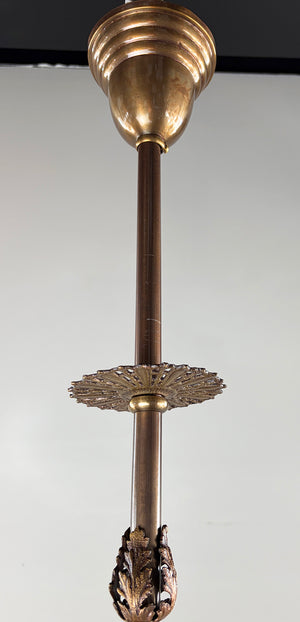 Antique 1895 Two Light Late Victorian Early Edwardian Two Light Scroll Arm Converted Gas Fixture