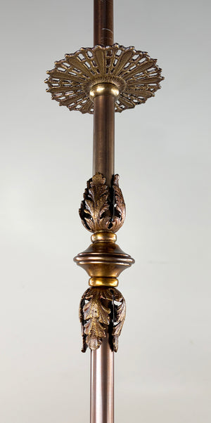 Antique 1895 Two Light Late Victorian Early Edwardian Two Light Scroll Arm Converted Gas Fixture