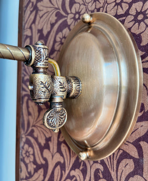 $750 PAIR - Circa 1890  Converted Gas Sconce with Rope Tubing and Pressed Glass Star Patterned Shades
