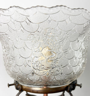 $850 PAIR - Converted Gas 1890s Table Lamps with Antique Gillinder Pressed Glass Lion Shades