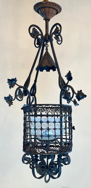 Increadible Antique 1890 Richardsonian Romanesque Converted Gas Wrought Iron Lantern