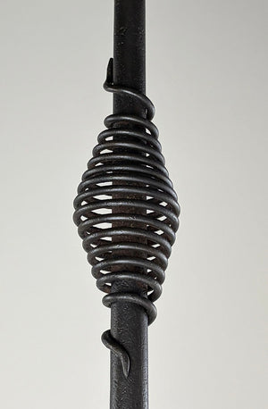 Antique Circa 1890 Late Victoran Richardsonian Romanesque Wrought Iron Pendant with Original Opal Glass