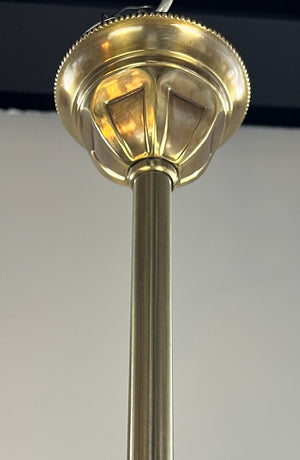 Antique 1890-1900 Two Light Converted Gas Fixture with Antique Pressed Glass Prismatic Shades