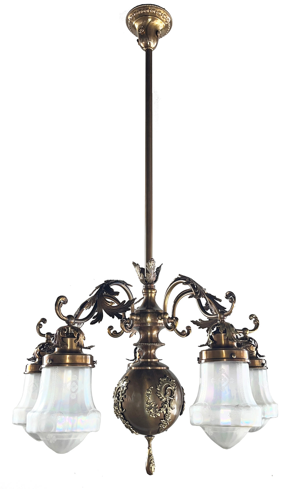 Incredible 1905 Edwardian Five Light Chandelier Attrubited to R. Williamson of Chicago
