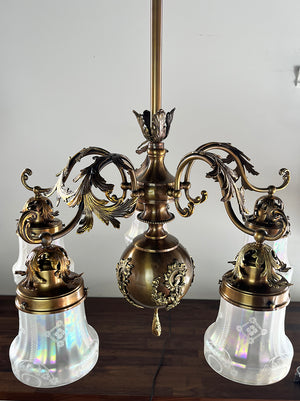 Incredible 1905 Edwardian Five Light Chandelier Attrubited to R. Williamson of Chicago