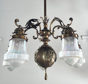Incredible 1905 Edwardian Five Light Chandelier Attrubited to R. Williamson of Chicago