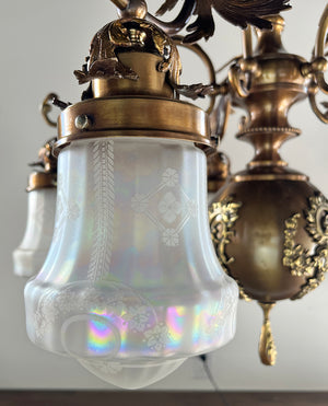 Incredible 1905 Edwardian Five Light Chandelier Attrubited to R. Williamson of Chicago