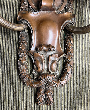 $1800 PAIR - Circa 1910 Signed Caldwell Beaux Arts Edwardian Double Light Bronze Wall Sconces