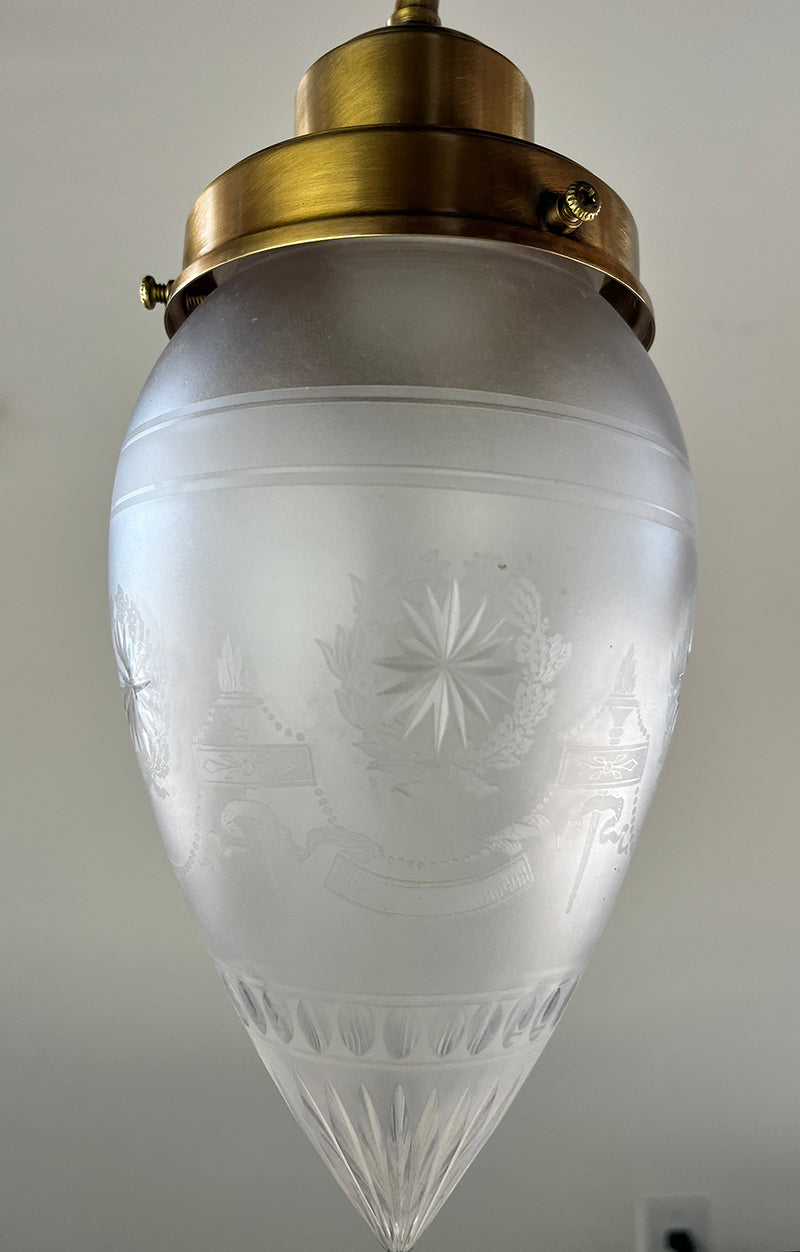 Antique 1900 Late Victorian Two Light Down Burning Gas Light with