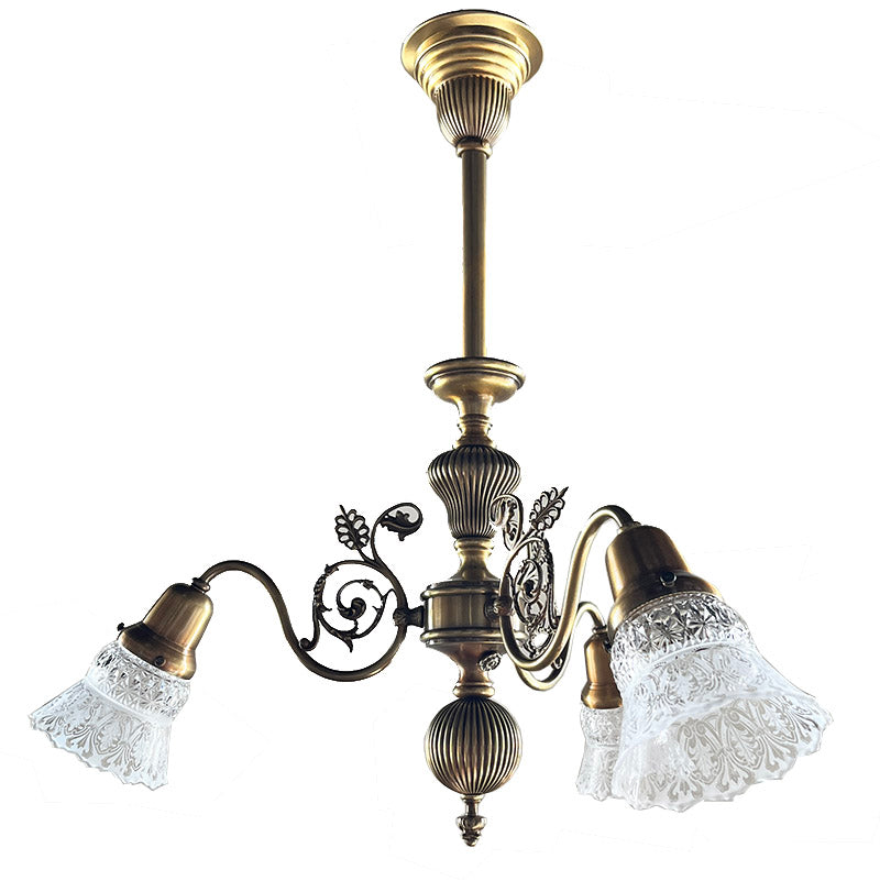 Antique Circa 1900 Early Electric Transitional Late Victorian Early Edwardian Three Light
