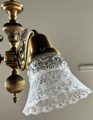 Antique Circa 1900 Early Electric Transitional Late Victorian Early Edwardian Three Light