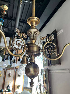 Antique Circa 1900 Early Electric Transitional Late Victorian Early Edwardian Three Light