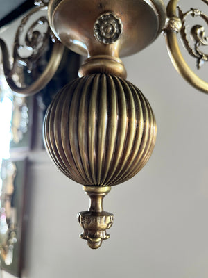 Antique Circa 1900 Early Electric Transitional Late Victorian Early Edwardian Three Light