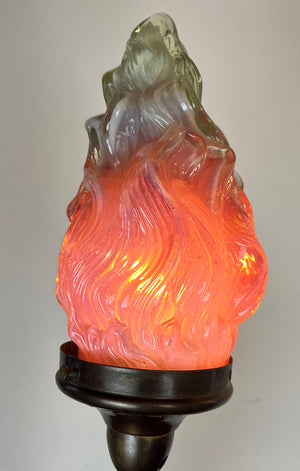 Antique Circa 1900 Art Nouveau Figural Newel Post Maiden Lamp with Ori Turn of the Century Lighting
