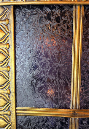 Antique Circa 1905 Embossed Beaux Arts Edwardian Four Sided Lantern with Blue Iced Glass Panels