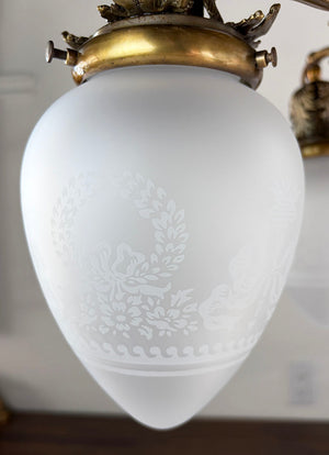 Elegant Antique Circa 1905 Edwardian Five Light Chandelier with Cast Acanthus Filigree