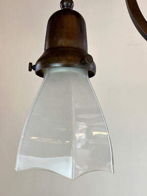 Antique Circa 1905 Arts and Crafts Gas Electric Pendant