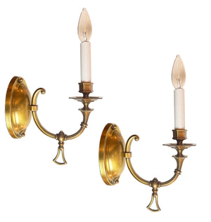 $900 PAIR - Circa 1903 Gibson Gas Works Converted Gas Wall Sconces