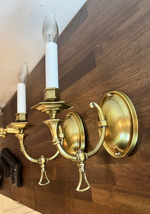 $900 PAIR - Circa 1903 Gibson Gas Works Converted Gas Wall Sconces