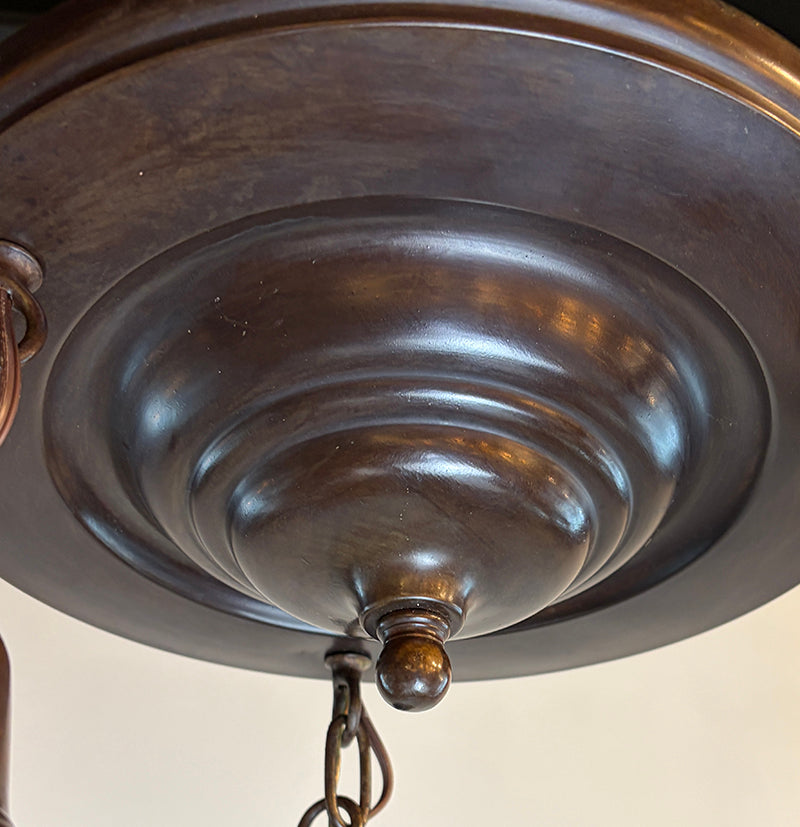 Antique Circa 1915 Three Light Embossed Flush Mount with Antique