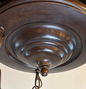 Antique Circa 1915 Three Light Embossed Flush Mount with Antique Acid Etched Shades