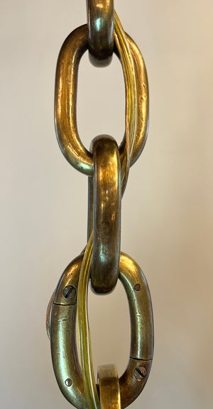 Grand Antique Circa 1900 Beaux Arts Edwardian Cast Brass and Bronze Six Light Scroll Arm Chandelier with Original Star Cut Shades