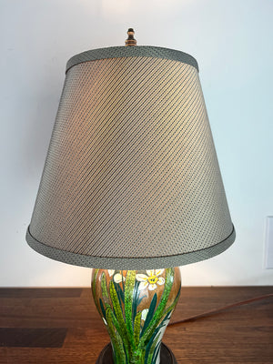 Antique 1910-20 Era Arts and Crafts Table Lamp with Leaf and Daisy Pettle Motif
